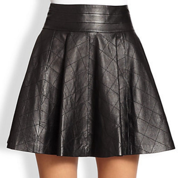 Milly of New York Dresses & Skirts - MILLY Delphine Quilted Fit Flare Leather Skirt
